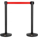 Crowd Control Stanchions, 2-Pack Crowd Control Barriers, Carbon Steel Baking Painted Stanchion Queue Post med 11ft rød