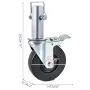 4 Pack 5"/12.7 cm Heavy Duty Scaffolding Rubber Swivel Caster With Dual Locking 1.25" (3.2 cm) Square Stem 440LBS/199.6 kg Capac