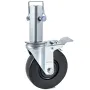 4 Pack 5"/12.7 cm Heavy Duty Scaffolding Rubber Swivel Caster With Dual Locking 1.25" (3.2 cm) Square Stem 440LBS/199.6 kg Capac