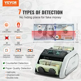 Money Counter Machine Bill Counter with UV MG IR DD Counterfeit Detection