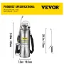 Stainless Steel Sprayer 10L Household Gardening and Floor Cleaning Sprayer, Suitable for the Current Neds of Industry, Agricultu