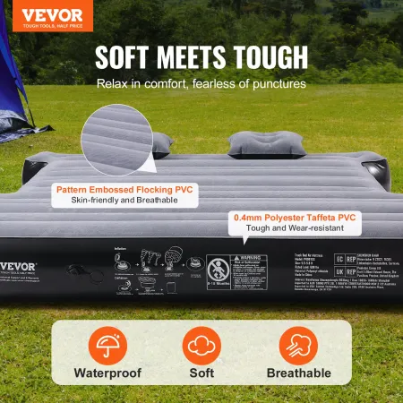Truck Bed Air Mattress, for 5.5-5.8 ft Full Size Short Truck Beds, Inflatable Air Mattress Camping Bed with 12V Air Pump 2 Pillo