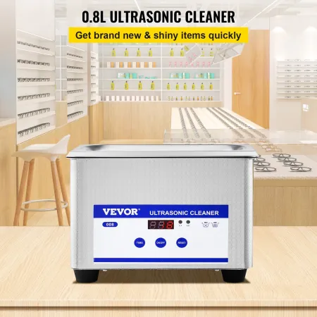 0.8L Ultrasonic Cleaners Digital Heater Timer for Cleaning Jewelry Cleaning Eyeglass 35W Stainless steel for Commercial Personal