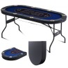 8 Player Foldable Poker Table, Blackjack Texas Holdem Poker Table with Padded Rails and Stainless Steel Cup Holders, Portable
