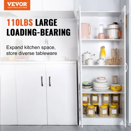 Kitchen Pantry Cabinet, 60 "Højt madspisopbevaringsskab, 110 kg
