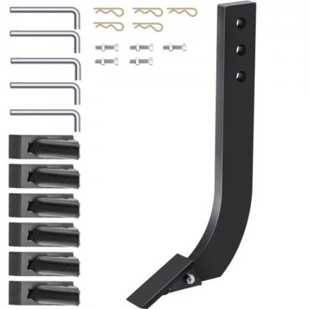 5pcs Box Blade Shank, 16" Scarifier Shank, 3 Holes Box Scraper Shank, Ripper Shank with Removable Tapered Teeth and Pins,