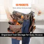 Tool Belt, 19 Pockets, Adjusts from 32 Inches to 54 Inches, Polyester Heavy Duty Tool Pouch Bag, Detachable Tool Bag for Electri