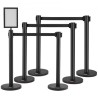 Crowd Control Stanchions, 6-Pack Crowd Control Barriers, Carbon Steel Baking Painted Stanchion Queue Post med tegnindehaver &