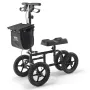 Folding Knee Scooter, Carbon Steel Steerable Knee Walker with Height-Adjustable Handlebar & Knee Pad, 12" (30.5 cm) All-Terrain 