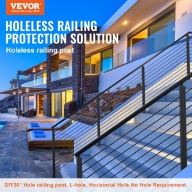 Cable Rail Post,  42 x 1.97 x 1.97", Level Deck Stair Post, Cable Handrail Post Stainless Steel Brushed Finishing Deck Railing