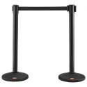 Crowd Control Stanchions, 2-Pack Crowd Control Barriers with 6.5FT Black Retractable Belt, Plastic Stanchion Queue Post, Belt