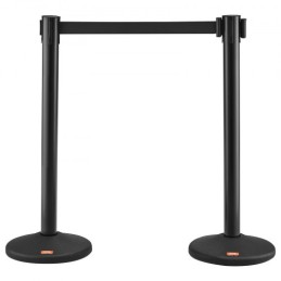 Crowd Control Stanchions, 2-Pack Crowd Control Barriers med 6,5ft sort udtrækkeligt bælte, plaststanchionkøindlæg, bælte