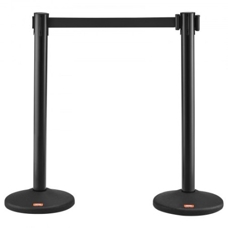 Crowd Control Stanchions, 2-Pack Crowd Control Barriers with 6.5FT Black Retractable Belt, Plastic Stanchion Queue Post, Belt