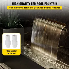 Colorful LED swimming pool waterfall spillway in stainless steel 120x11.5x8 cm