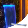 Swimming Pool Waterfall Spillway 120x11.5x8 cm Stainless Steel Swimming Pool Waterfall Fountain with Colorful LED Strip, Hose Co