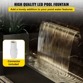 Colorful LED swimming pool waterfall spillway in stainless steel 30x11.5x8 cm