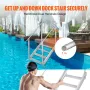 Dock Ladder 4 Step, Dock Stairs 30''-38'' Adjustable Height, 500 lbs Load Capacity, Aluminum Pontoon Boat Ladder with Dual Handr
