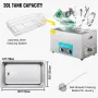 30L Ultrasonic Cleaner Jewelry Cleaner with Heater Timer for Jewelry Cleaning Knob Control Eyeglass Rings Dentures Music Instrum