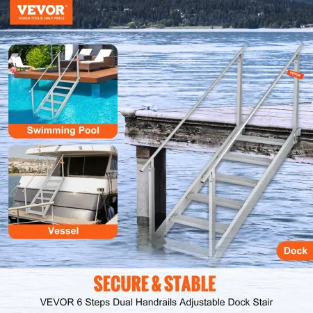 Aluminium Dock Ladder Boat Dock Ladder 43-51in Højde Justerbare