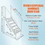 Aluminum Dock Ladder Boat Dock Ladder 43-51in/109.2-129.5 cm Height Adjustable 6 Steps