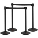 Crowd Control Stanchion, 4-Pack Crowd Control Barrier, Carbon Steel Baking Painted Stanchion Queue Post with 2PCS 6.5FT