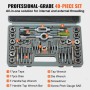 Tap and Die Set 40Pcs SAE Size NC/NF/NPT Bearing Steel Threading Tool