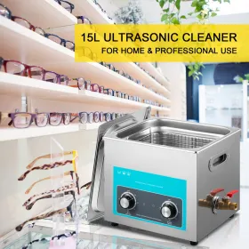 15L Ultrasonic Cleaner Jewelry Cleaner with Heater Timer for Jewelry Cleaning Knob Control Eyeglass Rings Dentures Music