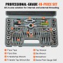 Tap and Die Set 40Pcs SAE Size NC/NF/NPT Bearing Steel Threading Tool