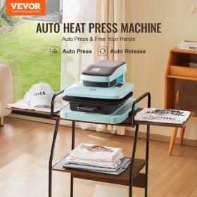 Auto Heat Press Machine, 15 x 15 in/38.1 x 38.1 cm Smart T Shirt Press Machine with Auto Release, Heats Up Fast and Evenly, Subl