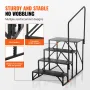 RV Steps, 4-Step RV Stairs, 440 LBS/199.6 kg Load Capacity, Thickened Carbon Steel, With Handrail, Non-Slip Steps for Safe Entry