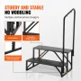 RV Steps, 2-Step RV Stairs, 440 LBS/199.6 kg Load Capacity, Thickened Carbon Steel, With Handrail, Non-Slip Steps for Safe Entry