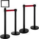 Crowd Control Barriers Line Dividers 4pcs sorte poler med en tegnramme