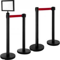 Crowd Control Barriers Line Dividers 4pcs sorte poler med en tegnramme