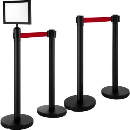 Crowd Control Barriers Line Dividers 4pcs sorte poler med en tegnramme