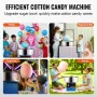 Electric Cotton Candy Machine, 1000W Candy Floss Maker, Commercial Cotton Candy Machine with Stainless Steel Bowl, Sugar Scoop, 