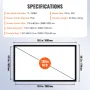 130Inch Projection Screen 16:9 4K HDTV Movie Screen Fixed Frame 3D Projector Screen for 4K HDTV Movie Theater Outdoor
