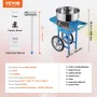 Electric Cotton Candy Machine with Cart, 1000W Commercial Candy Floss Maker with Stainless Steel Bowl, Sugar Scoop and Drawer,