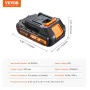 20V 2.0Ah Lithium-Ion Battery - High-Capacity Replacement Battery Pack for Power Tools Batteries, Compatible with 20V Cordless P