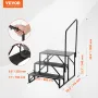 RV Steps, 3-Step RV Stairs, 440 LBS/199.6 kg Load Capacity, Thickened Carbon Steel, With Handrail, Non-Slip Steps for Safe Entry