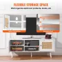 Rattan TV Stand, Boho TV Cabinet for 55 inch TV, Mid Century Modern TV Stand, Rattan TV Console with Adjustable Shelfs for Livin