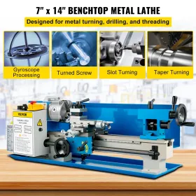 VEVOR 7x14 Inch Metal Lathe 50-2500 RPM 550W Mini Bench Lathe 0.75HP Variable Spindle Speed Milling Machine for Mini Precision