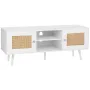 Rattan TV Stand, Boho TV -kabinet til 55 tommer TV, Mid Century