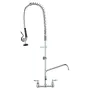 Commercial Faucet with Pre-Rinse Sprayer, 44" Height, 8" Center, 12" Swing Spout, Wall Mount Kitchen Sink Faucet, Brass Construc
