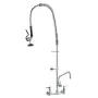 Commercial Faucet with Pre-Rinse Sprayer, 44" Height, 8" Center, 12" Swing Spout, Wall Mount Kitchen Sink Faucet, Brass Construc