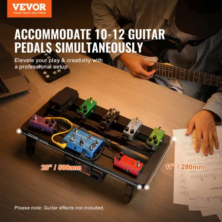 Guitar Pedal Board, 20'' x 11'', Aluminum Alloy 2.64 lbs Super Light Folding Guitar Effects PedalBoard, with Carry Bag Velcro Fi