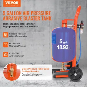 5 gallon Sand Blaster 60-110 psi High Pressure Sandblaster med