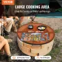 X-Marks Fire Pit Grill Grate, Foldable Round Cooking Grate, Heavy Duty Steel Campfire BBQ Grill Grid with Handle and Support X W