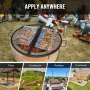 X-Marks Fire Pit Grill Grate, Foldable Round Cooking Grate, Heavy Duty Steel Campfire BBQ Grill Grid with Handle and Support X W