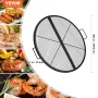 X-Marks Fire Pit Grill Grate, Foldable Round Cooking Grate, Heavy Duty Steel Campfire BBQ Grill Grid with Handle and Support X W