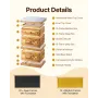Bee Hive 30 Frame Bee Hives Starter Kit, Beeswax Coated Fir Wood, 2 Deep + 1 Medium Bee Boxes Langstroth Beehive Kit, Transparen